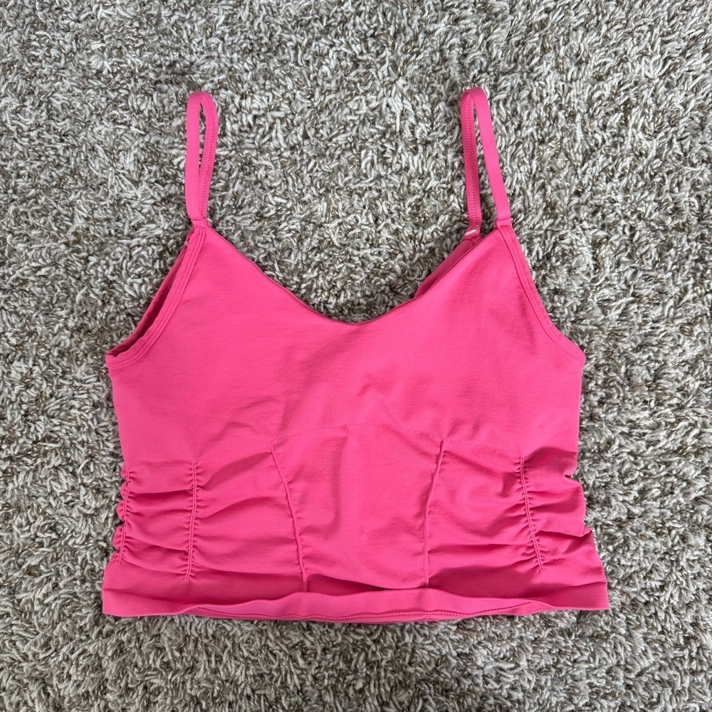 Free people movement pink ruched cami tank m/l